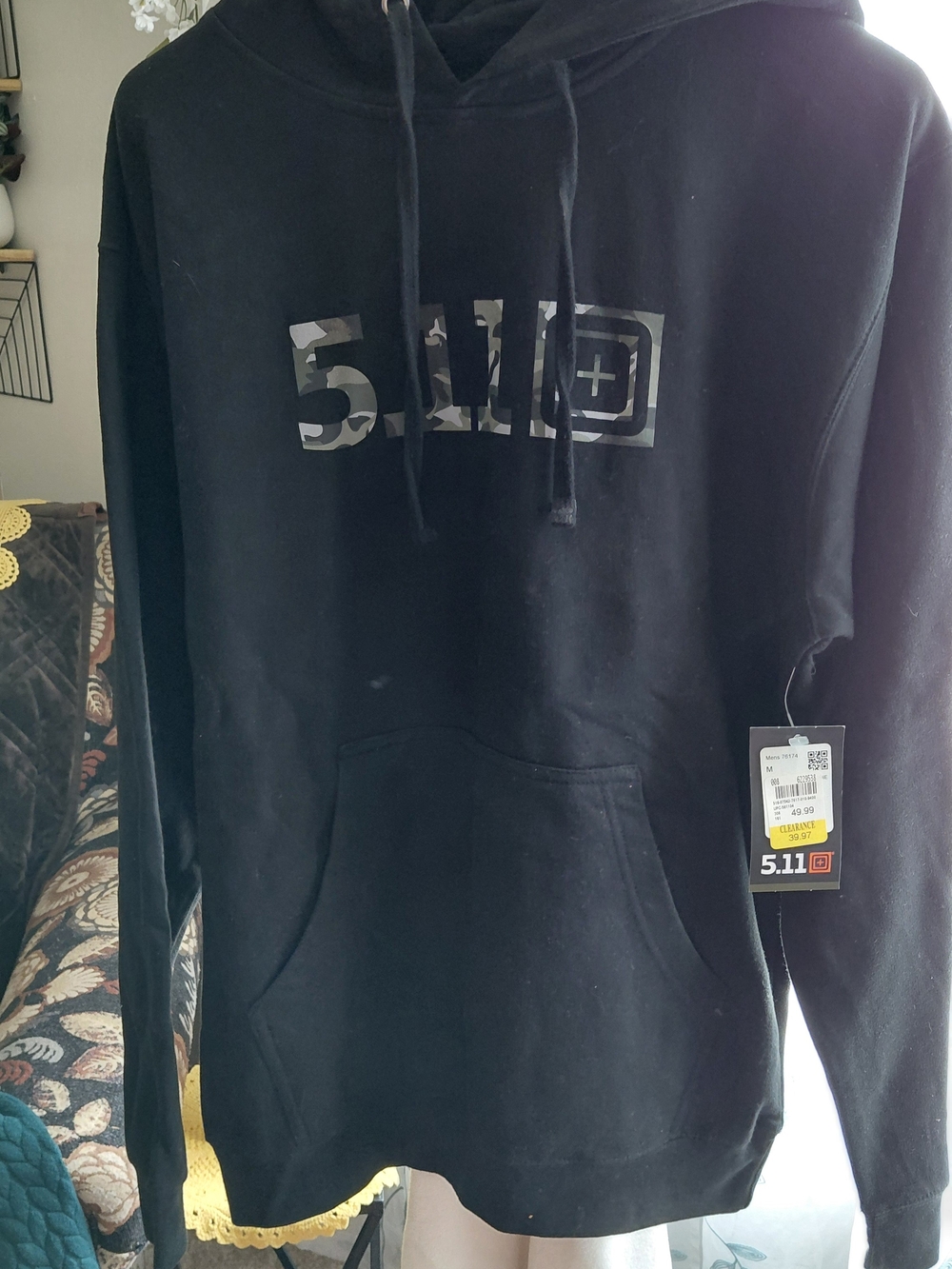 5.11 Tactical Black Crewneck Hoodie with Camo Logo